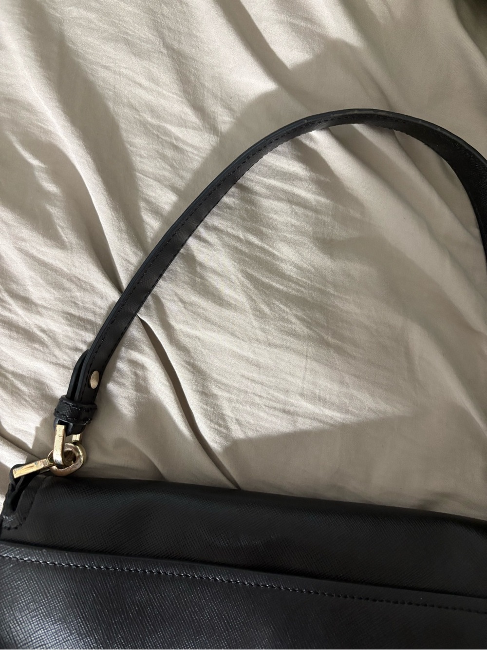 kate spade Black Leather Shoulder Bag with Gold Logo - Picture 3 of 5